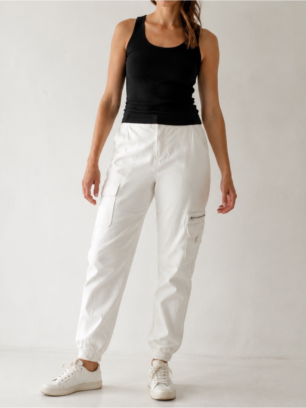 Rachel Paige White Cargo Jogger Pants Y2K Utility Women’s Medium